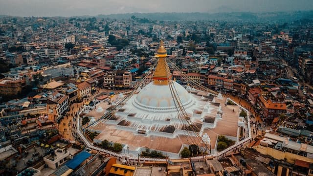 Boudhanath stupa over Kathmandu valley